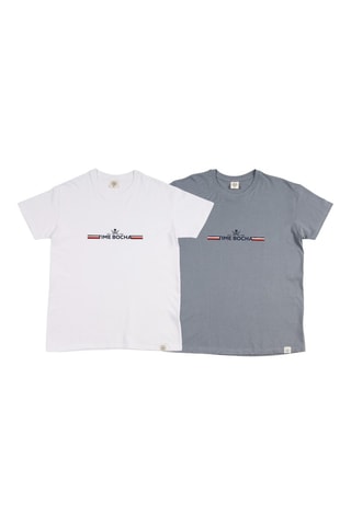 2 T-shirts regular - Wit en blauw