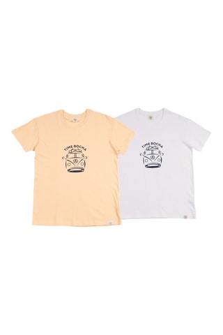2 T-shirts regular - Wit en lichtgeel