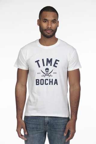2 T-shirts regular - Wit en marineblauw