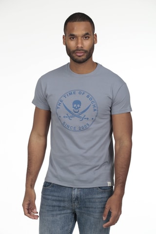 2 T-shirts regular - Wit en blauw