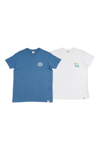 2 T-shirts regular - Wit en blauw