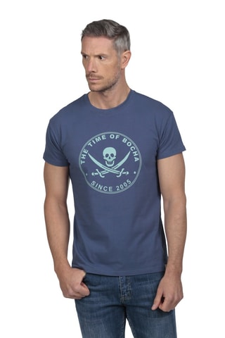 2 T-shirts regular - Wit en marineblauw