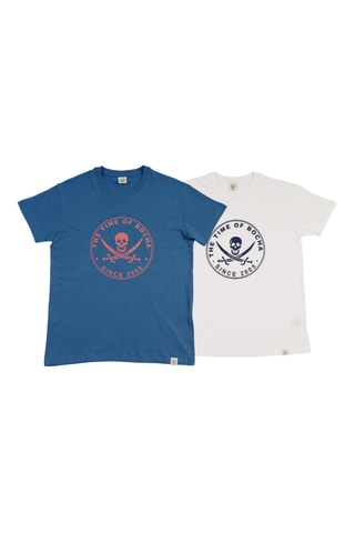 2 T-shirts Regular - Blauw en Wit