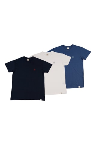 3 T-shirts Regular - Marineblauw, wit en blauw