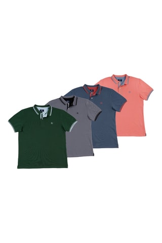 4 Polo's Regular Fit - Blauw, kaki, grijs en roze