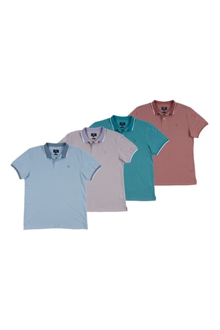 4 Polo's Regular Fit - Lichtblauw, roze, grijs en turquoise