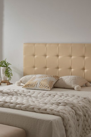 Testiera capitonné sospesa in legno di pino - Beige