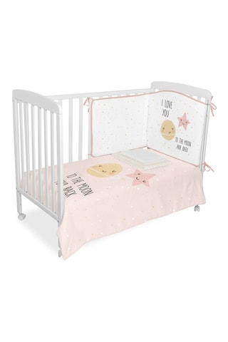 Set lettino neonato Love You to the Moon - Bianco e rosa