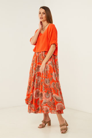 Vestido efecto doble prenda - Naranja