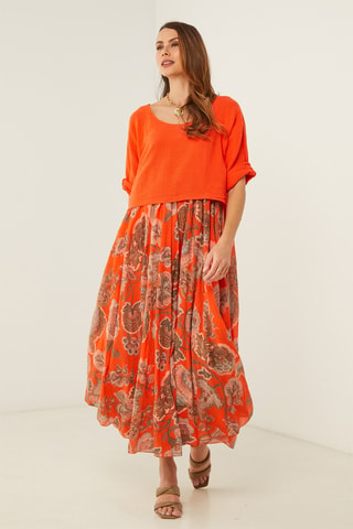 Vestido efecto doble prenda - Naranja
