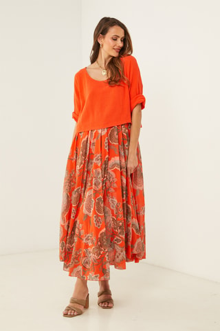 Vestido efecto doble prenda - Naranja