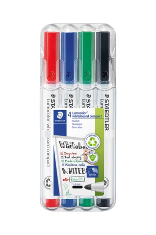 Estuche caballete Staedtler con 4 rotuladores compactos borrables en seco - 1-2 mm