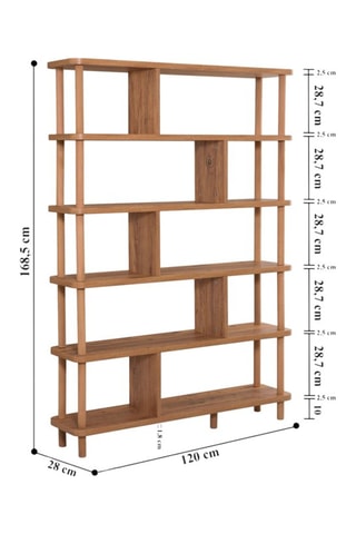Bibliothèque en bois de charme Meta  - 120 x 169 x 28 cm