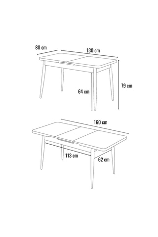 Table à manger extensible - 130-160 x 75 x 80 cm