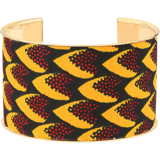 Manchette - Doré & imprimé wax multi-couleurs