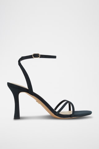 Sandali con tacco in pelle scamosciata Marbella - Nero