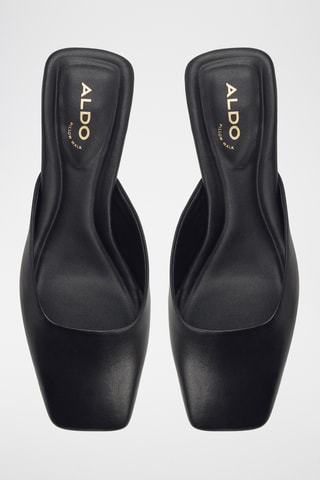 Ciabatte con tacco in pelle Lannah - Nero