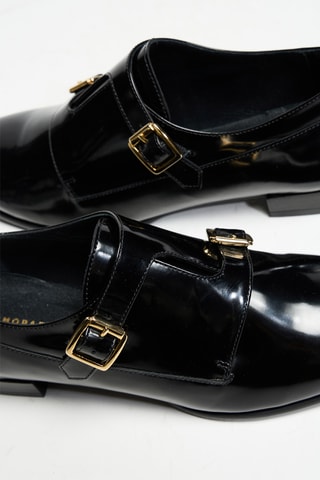 Derbies com fivelas em couro envernizado - Preto - Cosmoparis
