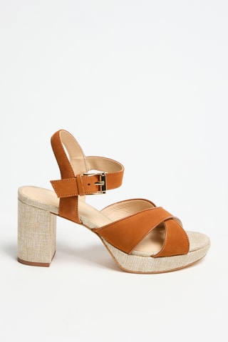 Sandálias de salto em couro - Camel - Cosmoparis