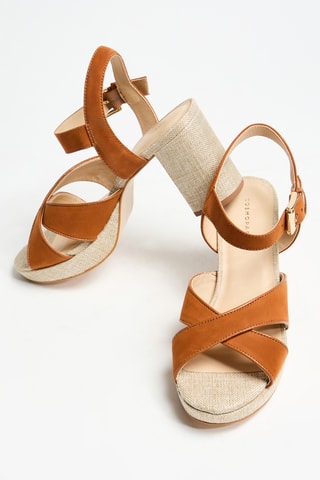 Sandálias de salto em couro - Camel - Cosmoparis