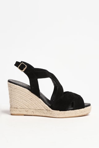 Sandálias de cunha em nobuck - Preto - Cosmoparis