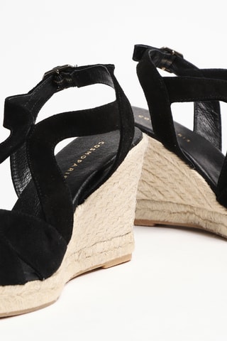 Sandálias de cunha em nobuck - Preto - Cosmoparis