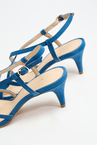 Sandálias de salto em nobuck - Azul-celeste - Cosmoparis