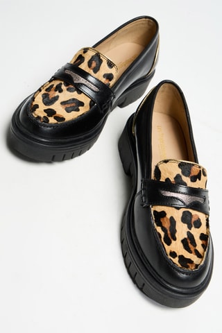 Mocassins com plataforma em couro - Preto - Tropeziennes