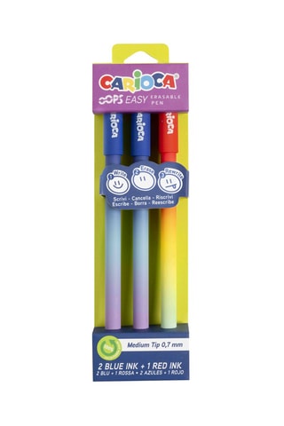3 Uitwisbare Pennen - Blauw en Rood