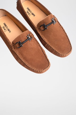 Mocassins en croûte de cuir Trenton - Marron