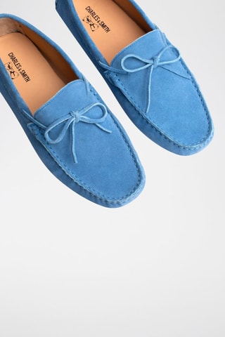 Mocassins en croûte de cuir Johnny - Bleu