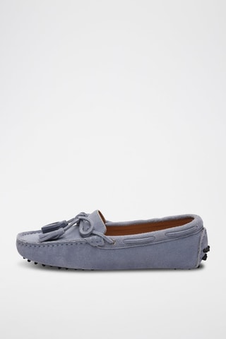 Mocassins croûte de cuir January - Bleu