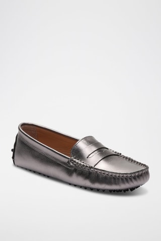 Mocassins en cuir nappa Thandie - Argenté