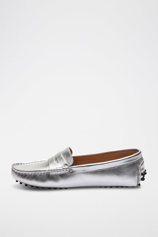 Mocassins en cuir nappa Thandie - Argenté