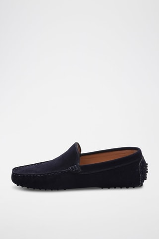 Mocassins en croûte de cuir et cuir nappa Colin - Bleu