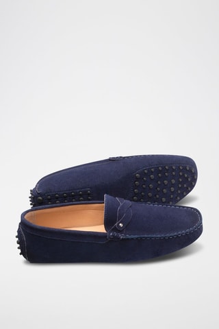 Mocassins en croûte de cuir Alan - Bleu