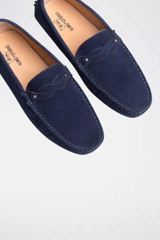 Mocassins en croûte de cuir Alan - Bleu