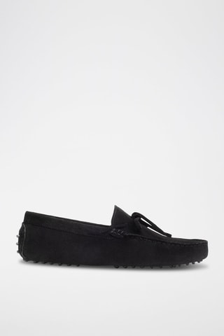 Mocassins en croûte de cuir Johnny - Noir