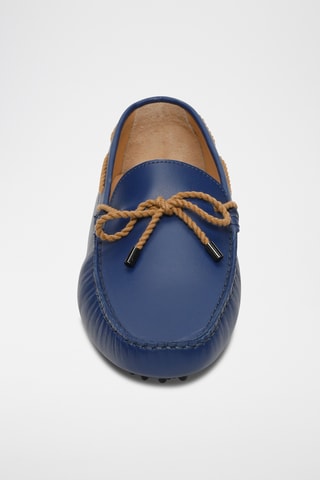 Chaussures bateau en cuir nappa York - Bleu