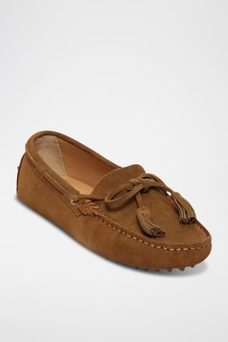 Chaussures bateau en nubuck suédé January - Camel