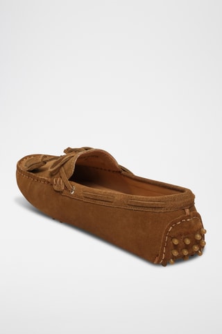 Chaussures bateau en nubuck suédé January - Camel