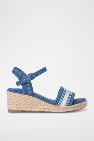 Sandales compensées en jean - Bleu cobalt