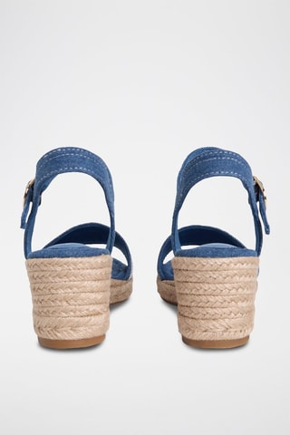 Sandales compensées en jean - Bleu cobalt
