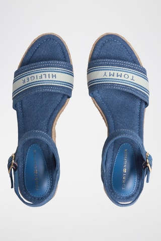 Sandales compensées en jean - Bleu cobalt
