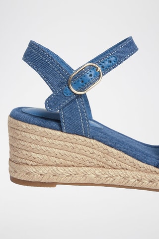 Sandales compensées en jean - Bleu cobalt