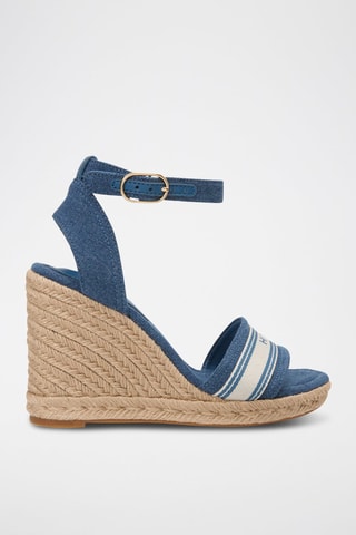 Sandales compensées en jean - Bleu