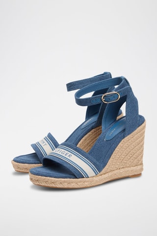 Sandales compensées en jean - Bleu