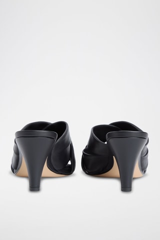 Mules à talons en cuir nappa - Noir