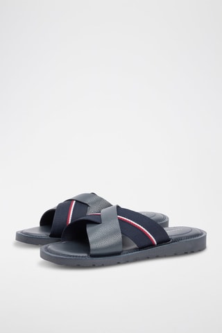 Mules en cuir nappa - Bleu foncé