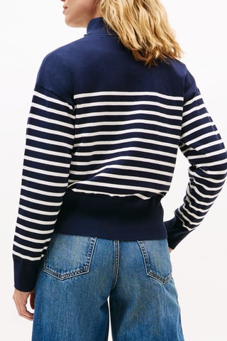 Pull en coton biologique - Bleu marine et blanc